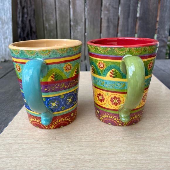 Certified International 2 Tunisian Sunset Multicolored Mugs By Sue Zipkin - Picture 4 of 12